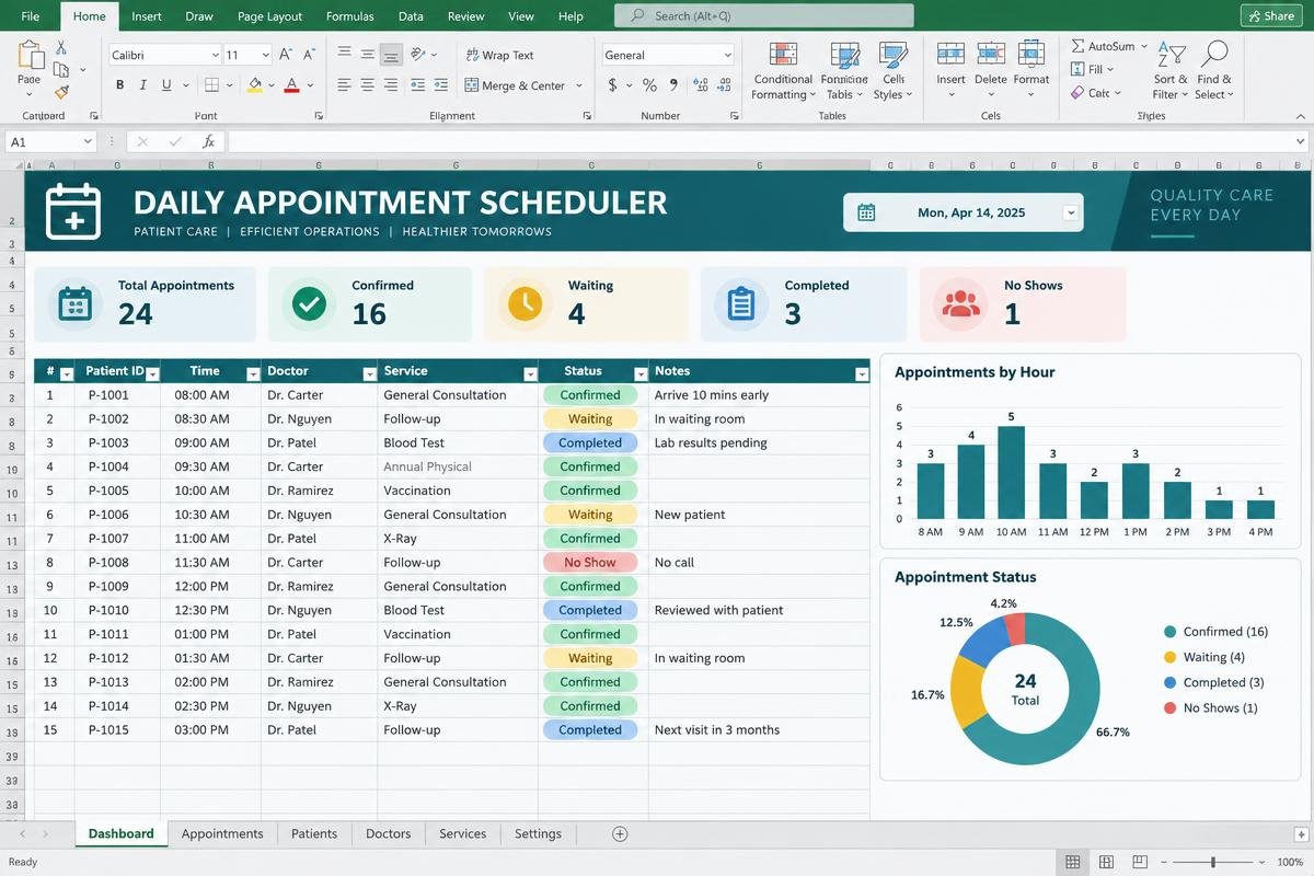 Daily Appointment Scheduler premium spreadsheet dashboard preview