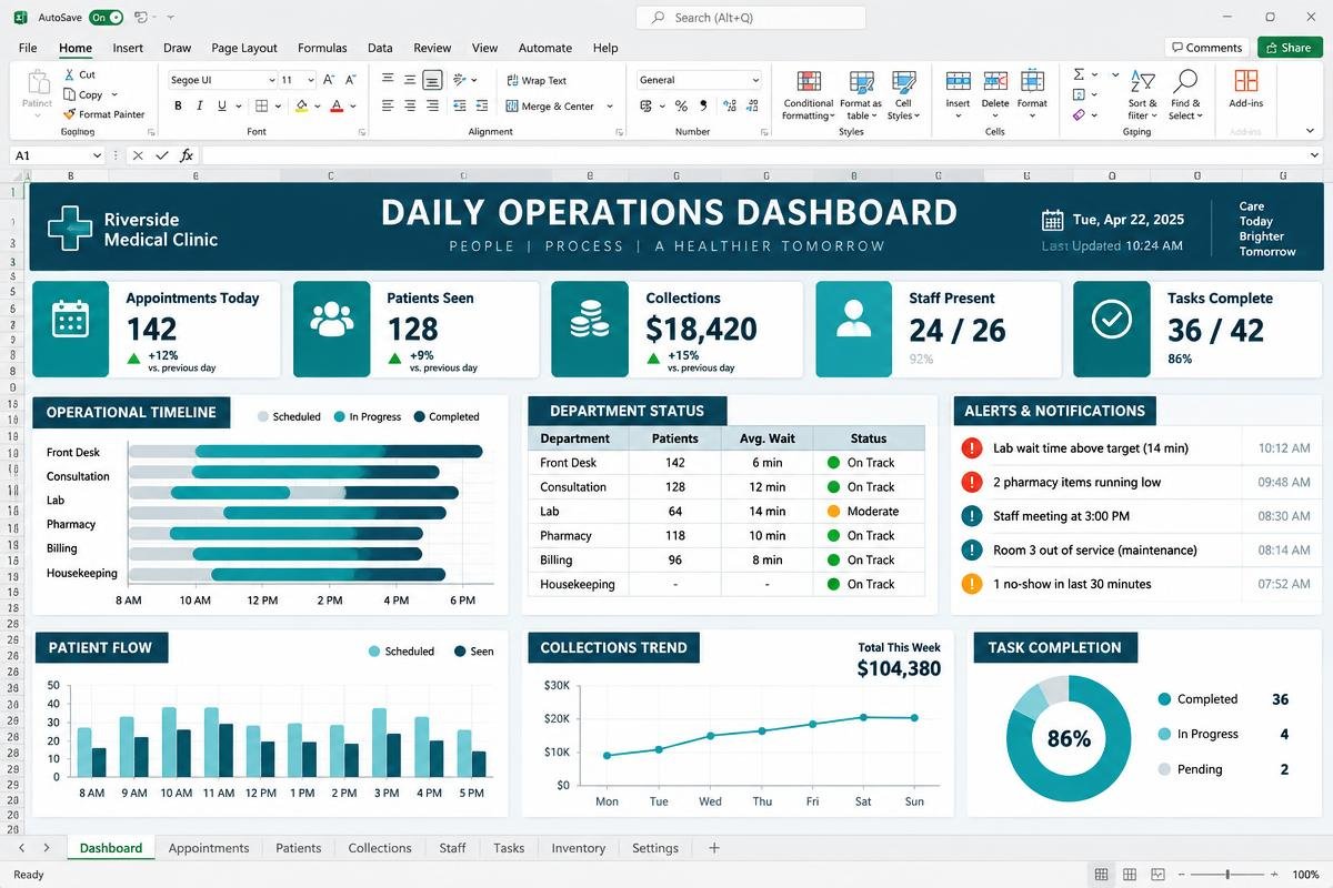 Daily Operations Dashboard premium spreadsheet dashboard preview